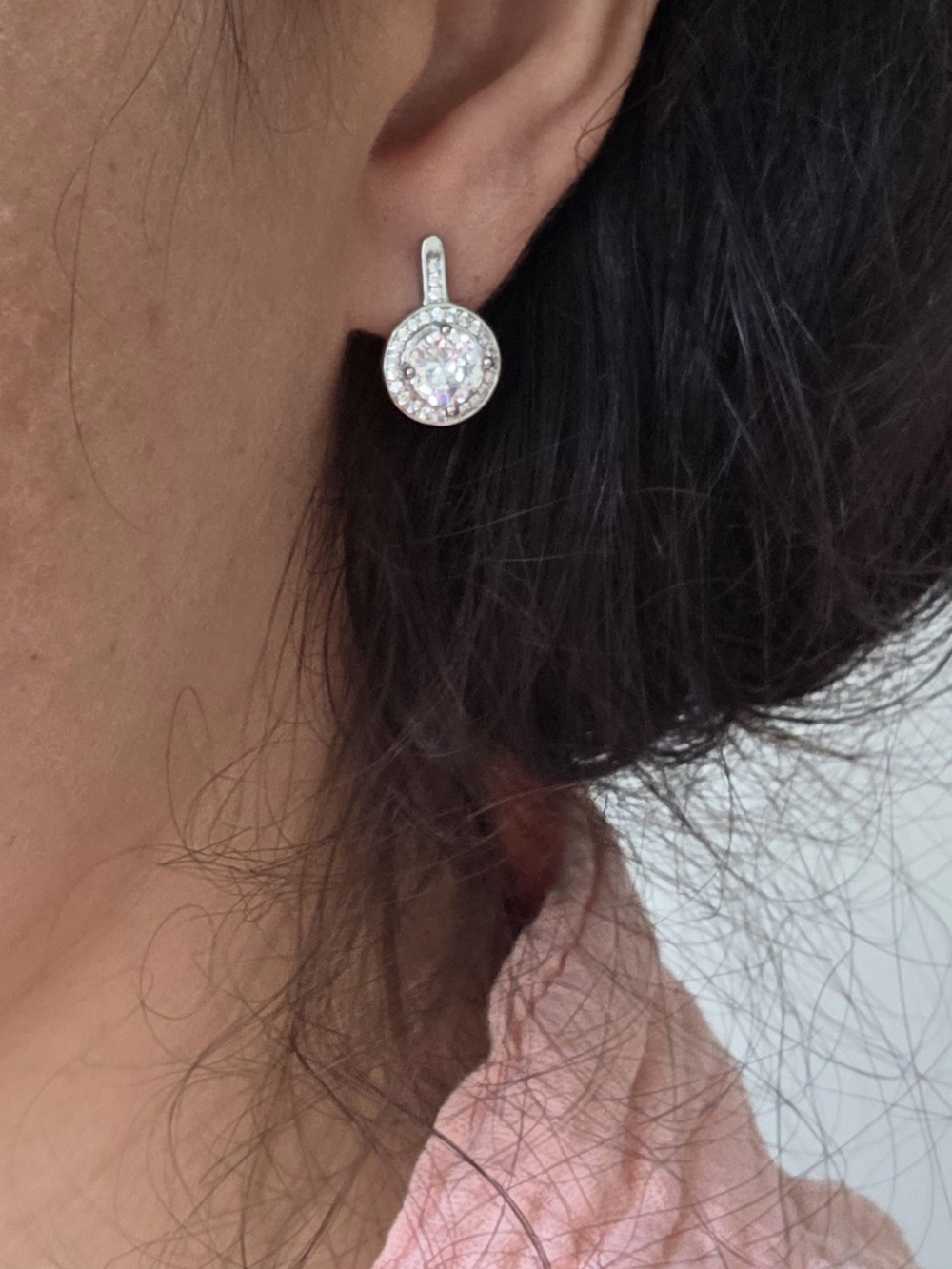S925 Mossanite Crystal Luxurious Halo Drop Earrings